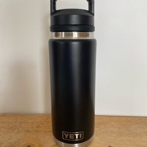 YETI Black and Silver Insulated Bottle 26oz